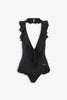 Ruffled v-neck one-piece swimsuit