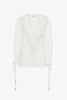 V neck cotton white blouse