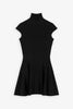 Short sleeve black flare dress