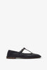 Square T-strap soft black ballerina flats