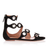 Black suede eyelet sandal