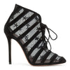 Black suede flower mesh ankle bboots