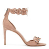 Dark nude suede flower sandals