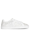 White laser cut leather sneakers