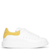 White and yellow printed suede classic sneakers