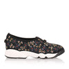 Fusion black embroidered flower sneaker