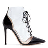 Black and transparant lace-up booties