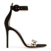 Portofino black suede leopard plexi sandals