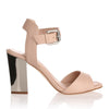 Nude leather mirror heel sandal
