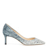 Romy 60 silver blue glitter pumps