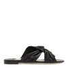Black nappa leather flat slides