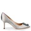 Hangisi 70 silver grey satin pumps
