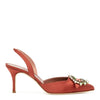 Slita 70 golden brown satin slingback pumps