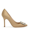 Hangisi 105 golden brown satin pumps