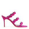 Agravia 90 pink suede mules