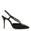 Sibus 105 black satin crystal pumps