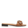 Solar tan calf leather slide sandals