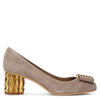 Faceted flower heel pumps