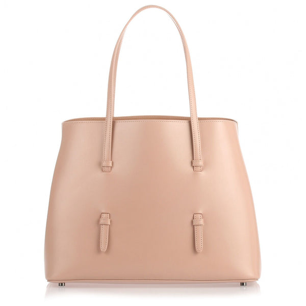 Nude leather tote