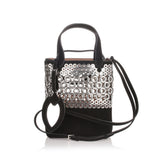 Black eyelet suede bag