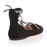 Black suede lace up ballerina