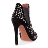 Black velvet studded chelsea boot
