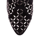 Black velvet studded chelsea boot
