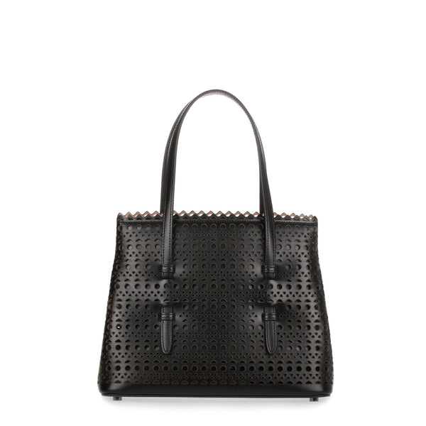 Black Leather Laser-cut Small Tote