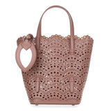 Tan leather laser-cut bag