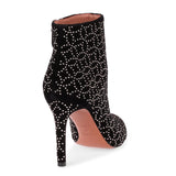 Black velvet studded ankle boot