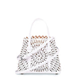 White leather cut-out mini bag
