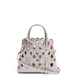 Grey leather studded mini tote