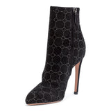 Black suede 110 studded booties