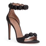 Black satin 110 bomb sandals