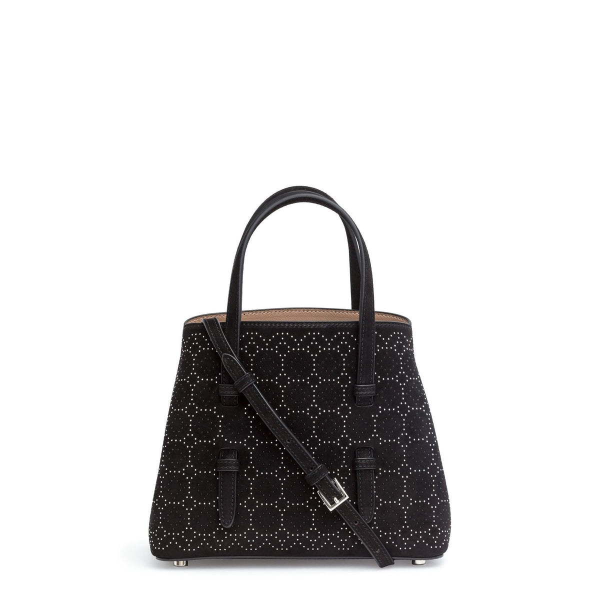 suede studded mini tote bag