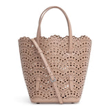 Light beige laser cut tote bag