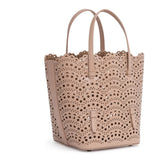 Light beige laser cut tote bag