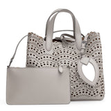 Light grey laser cut tote bag