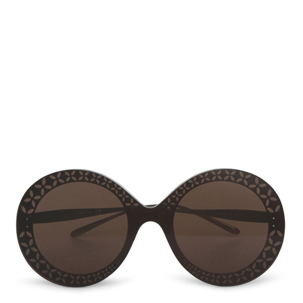 Round-frame metal brown sunglasses