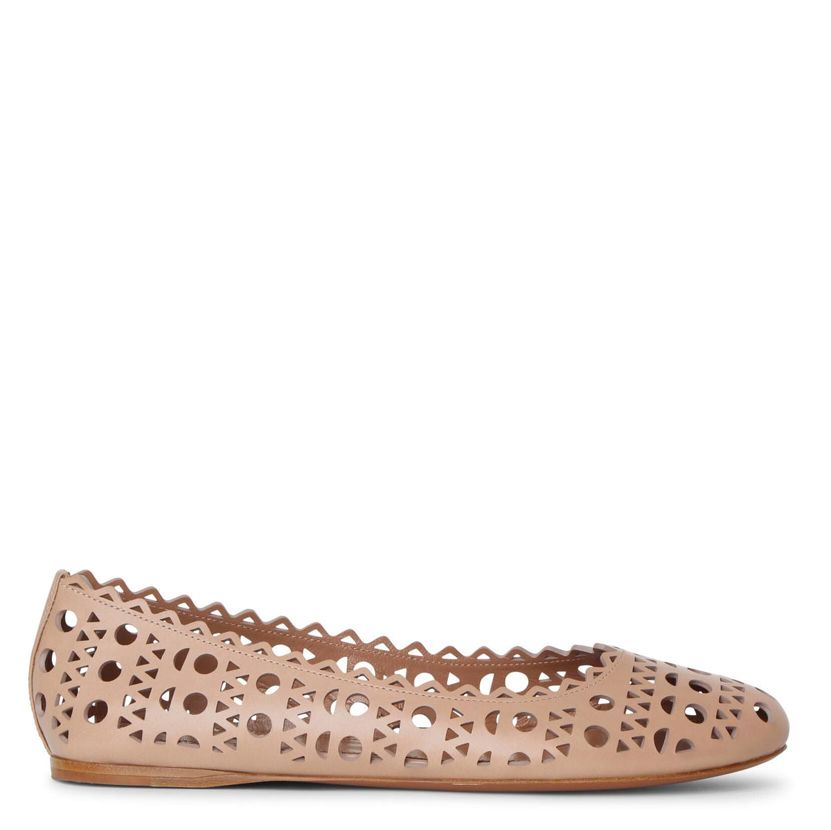 Alaïa Beige Laser Cut Leather Ballet Flats
