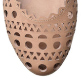 Beige laser cut leather ballet flat