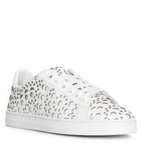 White laser cut leather sneakers