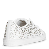 White laser cut leather sneakers