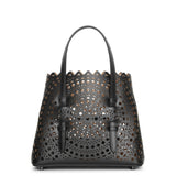 Mina 20 vienne circulaire black leather tote bag