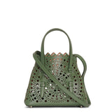 Mina 16 aloe green leather tote bag