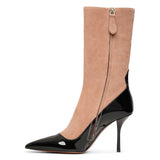 Short Boot 90 black and beige short boots
