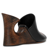 La Sculpture black leather wedge mules