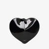 Black heart-shaped clutch bag on a white background