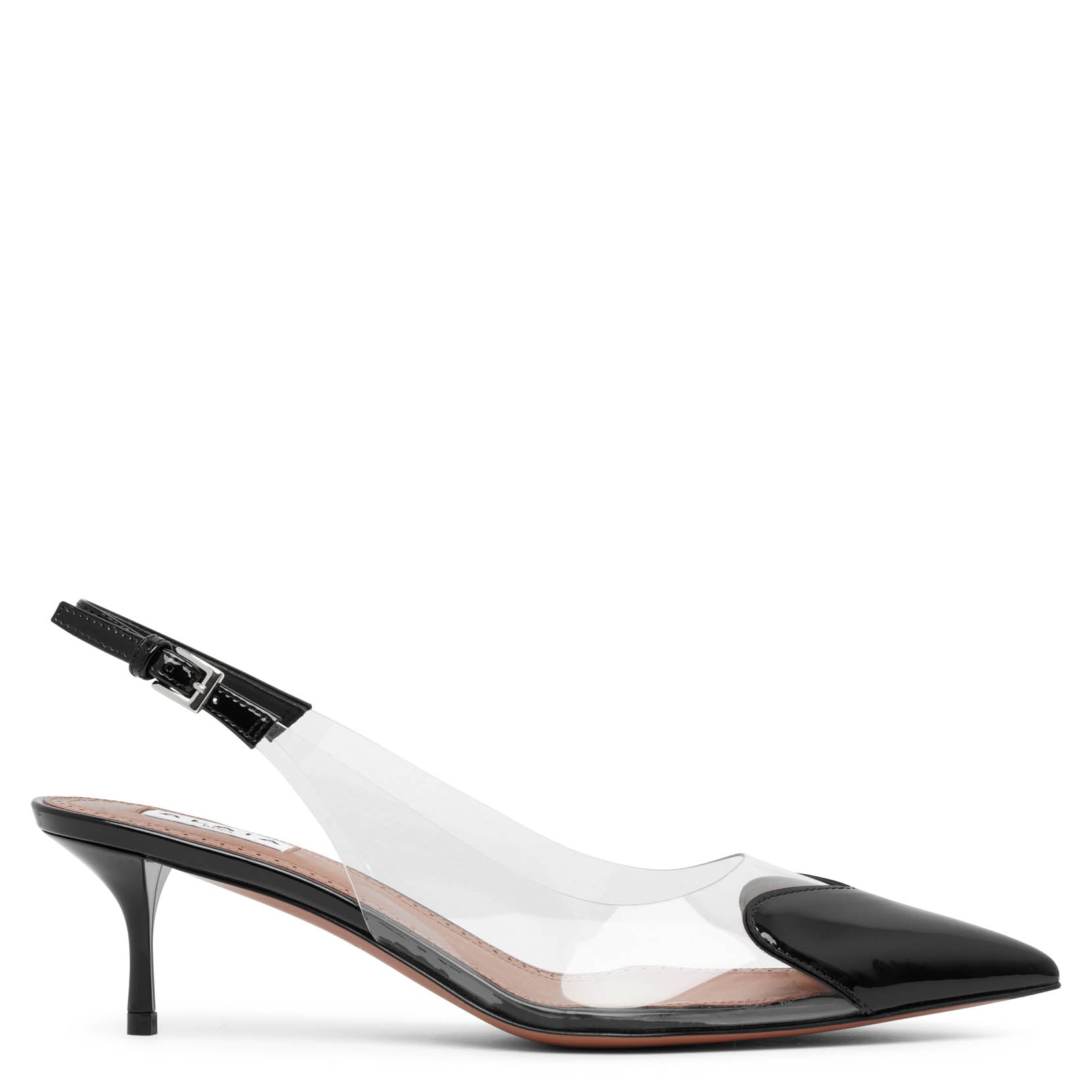 Alaïa Le Coeur Black Patent Leather High Slingback In Animal Print