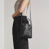 Mina NS black leather tote bag